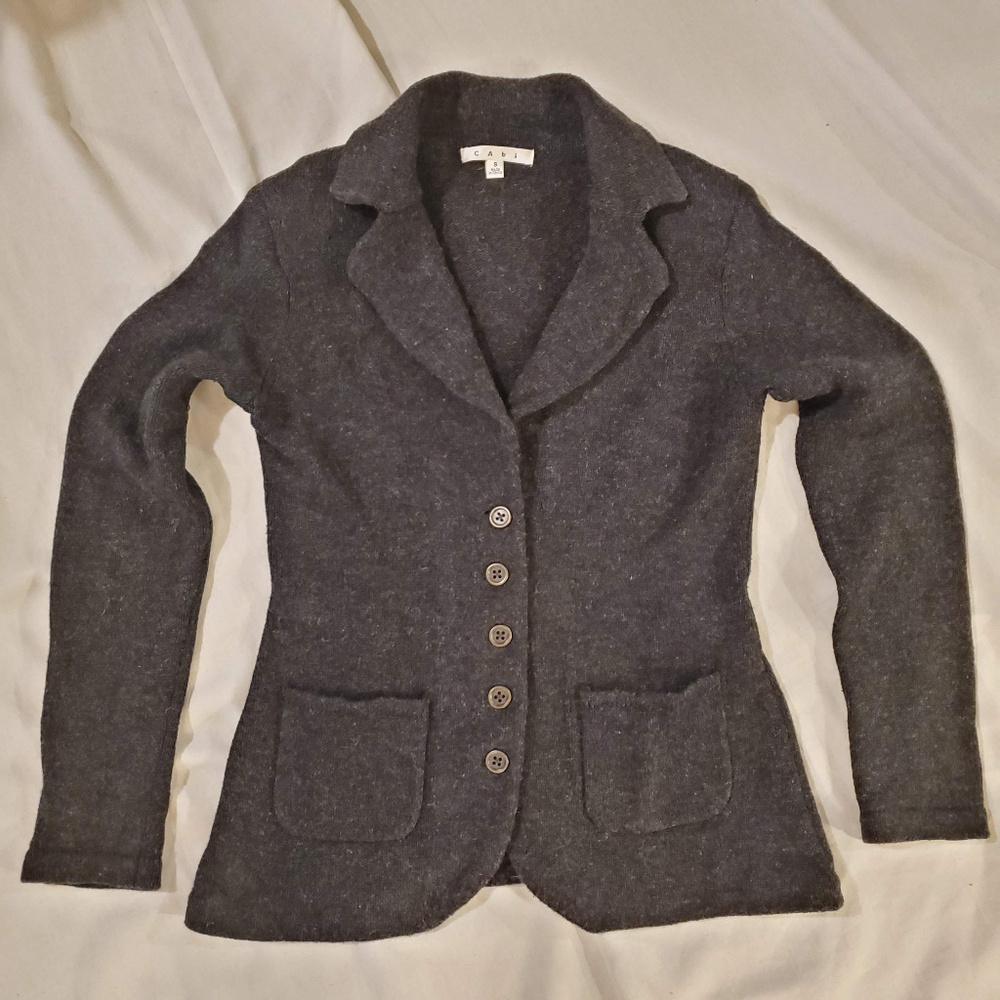 CAbi Gray Button Blazer Cardigan Sweater Jacket #621